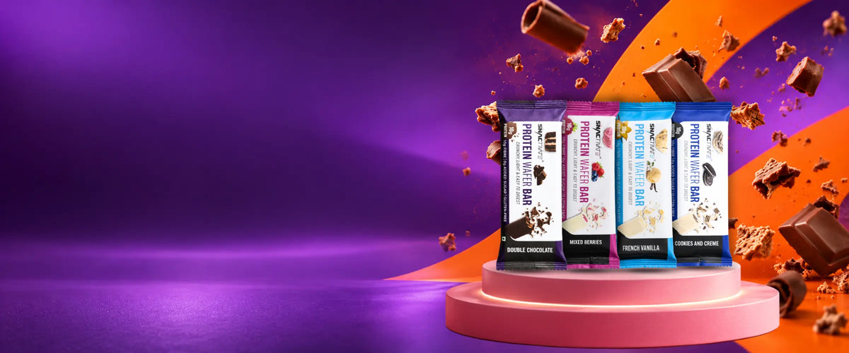 Snactivate protein wafer bars in Double Chocolate, Mixed Berries, French Vanilla and Cookies & Creme