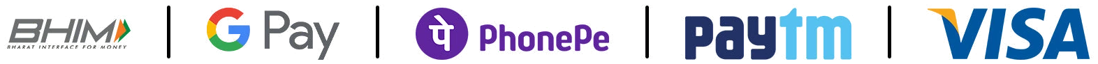 Accepted payment methods: BHIM, Google Pay, PhonePe, Paytm and Visa